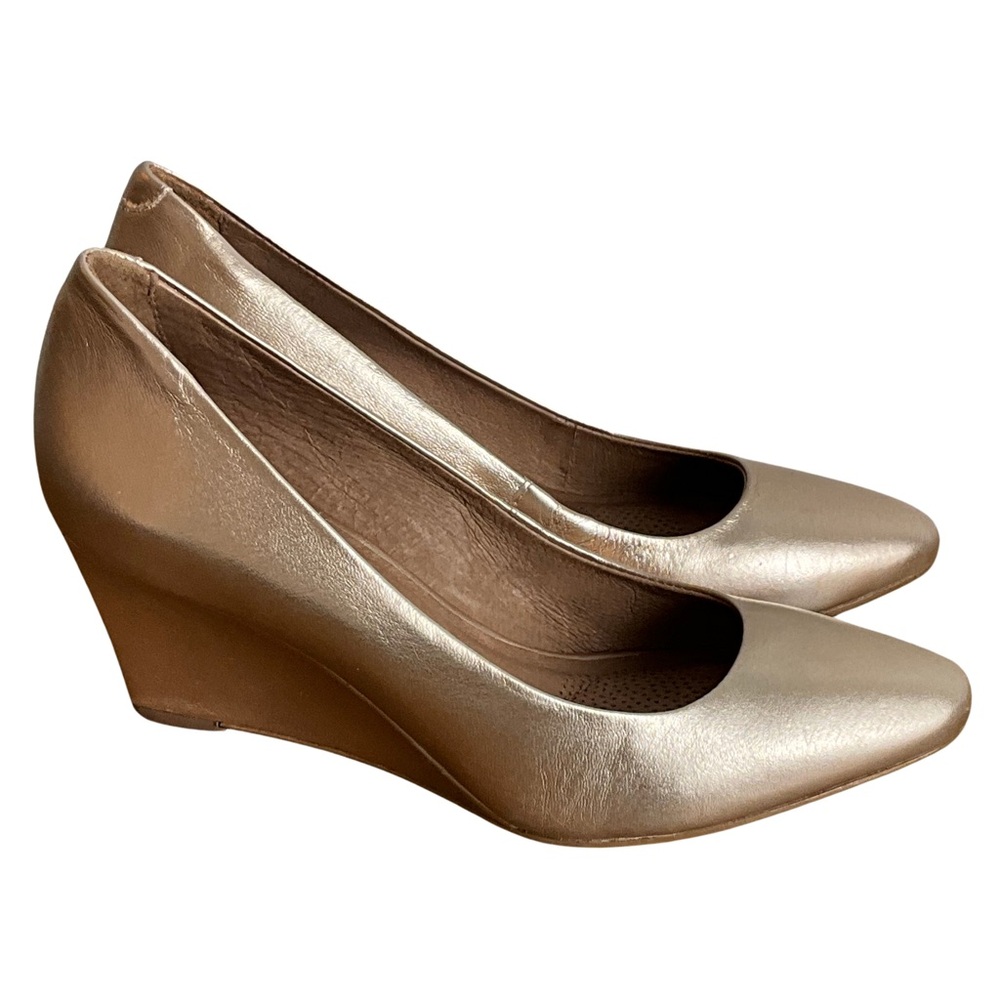 Corso Como Metallic Gold Wedge Pumps